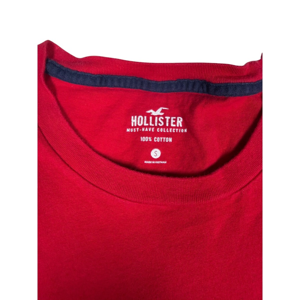 Hollister Mens Must-Have Collection Red Cotton Crew Neck Seagull Logo T-Shirt S - Picture 3 of 4